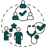 Improving patient care icon.