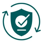 Compliance support and regulations icon.