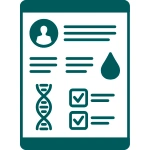 Patient data analytics icon.