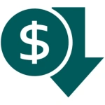 Minimal cost overhead icon.