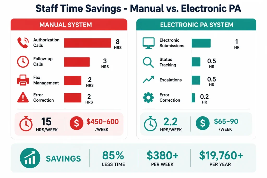 Staff time Saving for Manual vs Electronic PA