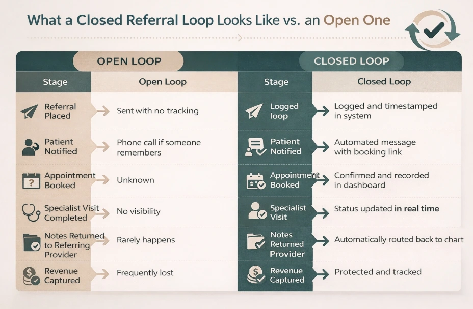 Difference between closed loop and open loop referrals for the Healthcare Management