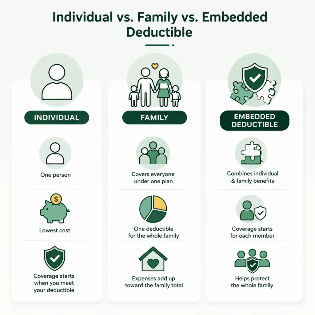 Individual vs family vs embedded deductible comparison