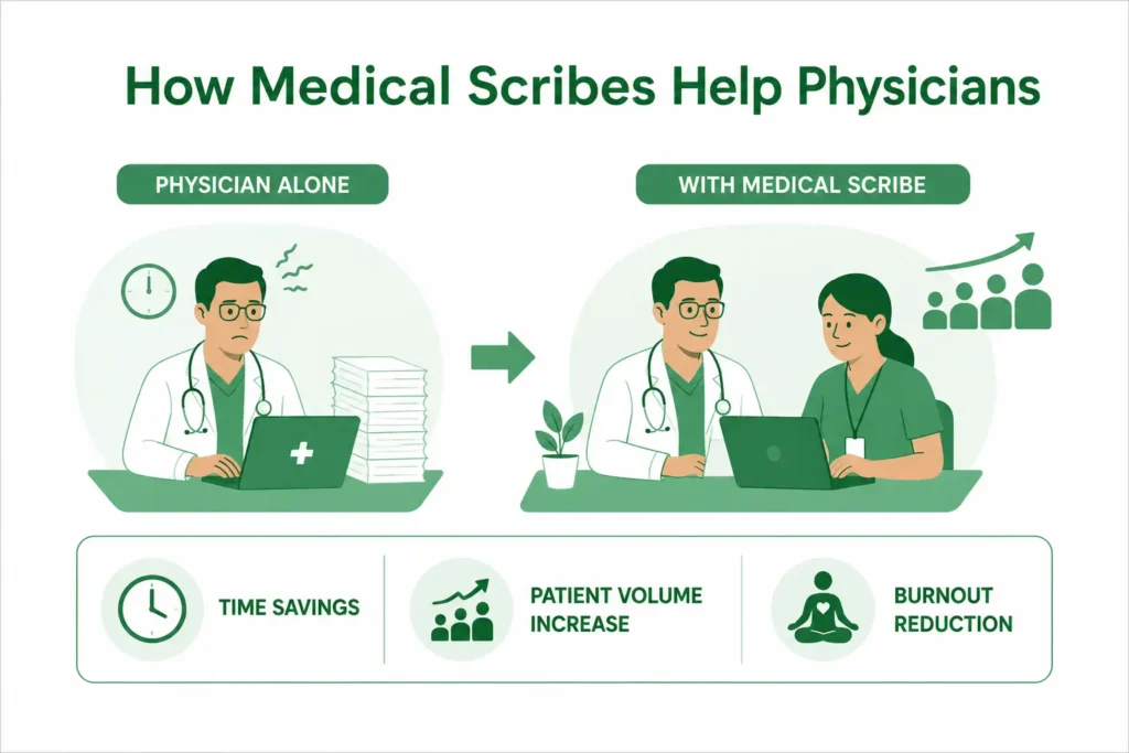 How do medical scribes help physicians