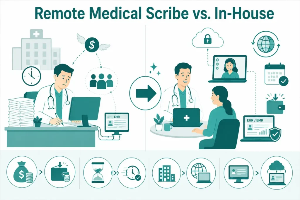 Remote Medical scribe vs In-House