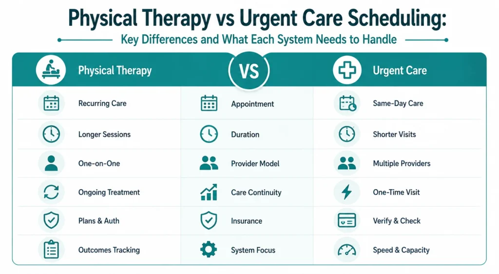 Physical Therapy vs Urgent care Scheduling